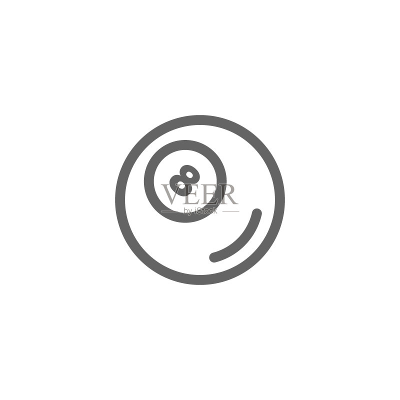 简约的台球线条图标,可编辑描边图标素材