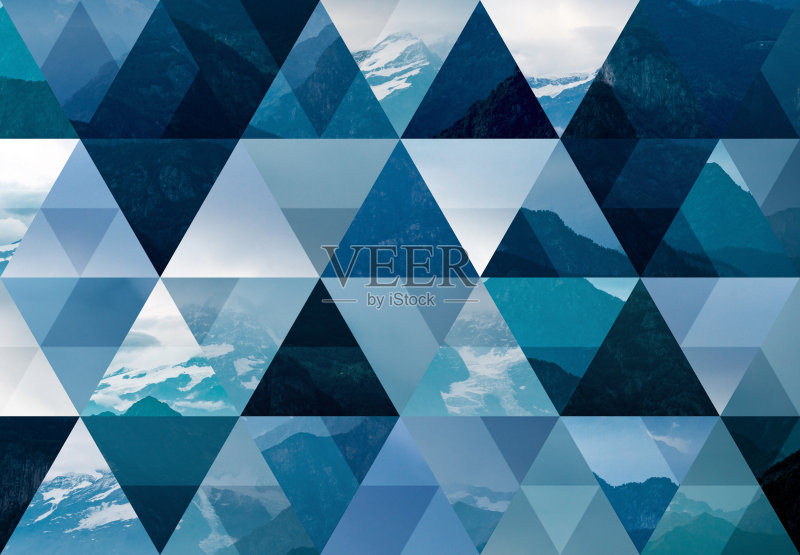 抽象的三角形马赛克背景:山脉正版图片素材