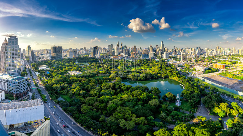 日落曼谷天际线全景正版图片素材