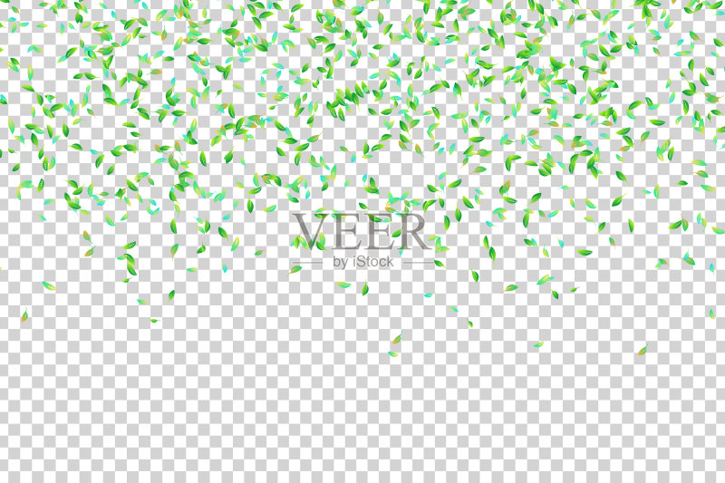 矢量现实孤立的落叶五彩纸屑装饰和覆盖在透明的背景。秋天的概念。正版插画素材