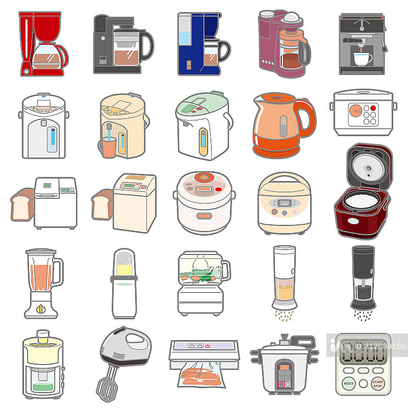 各种电器/厨房用具插画图标素材