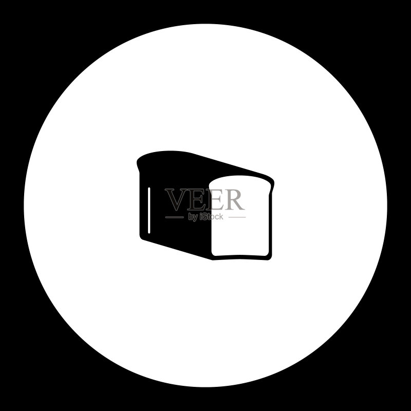 简单的黑绿色吐司面包图标EPS10图标素材