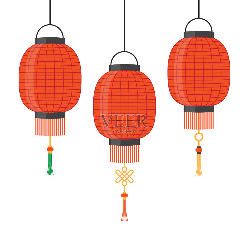 灯笼图标,中国或日本的红灯笼正版元素素材