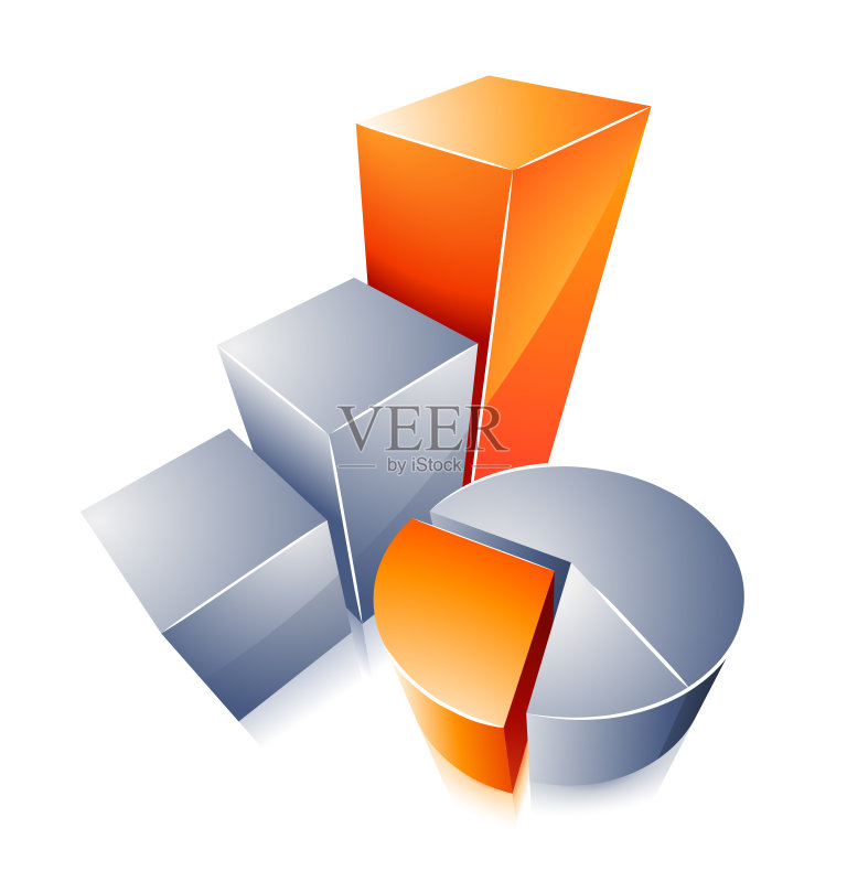 3D柱状图和饼图图标图标素材