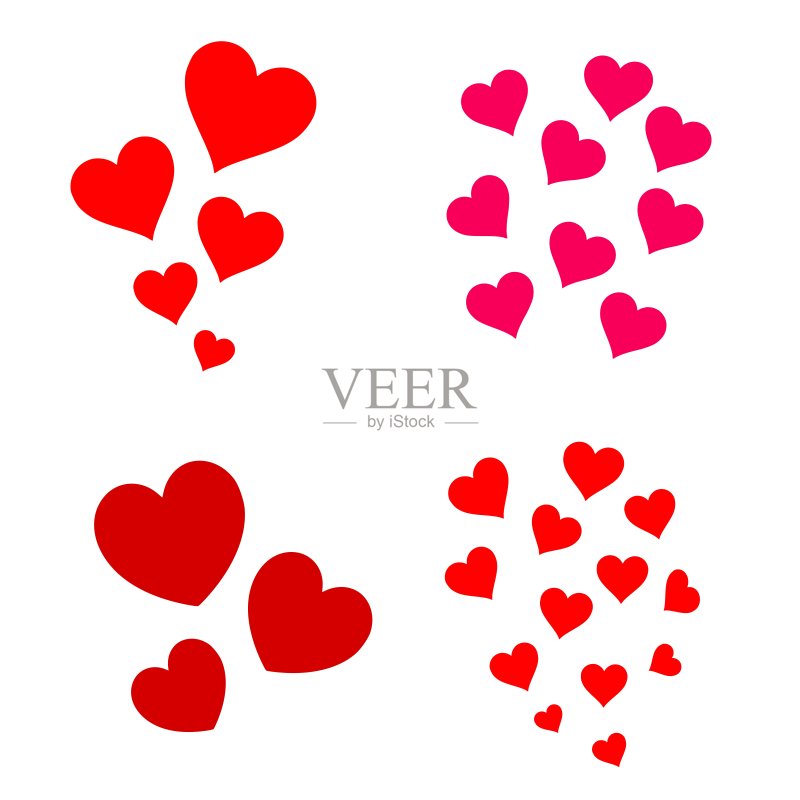 美丽可爱的一组心形矢量插图正版插画素材