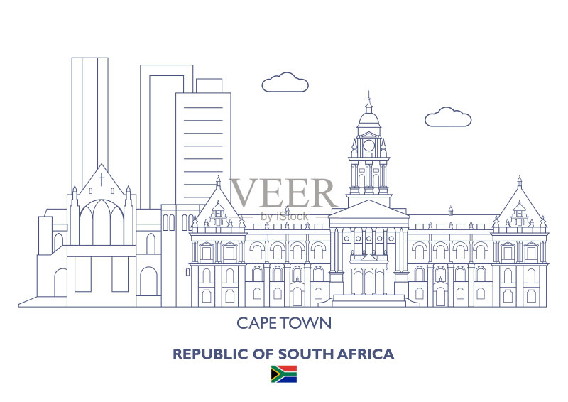 开普敦城市天际线,南非正版插画素材