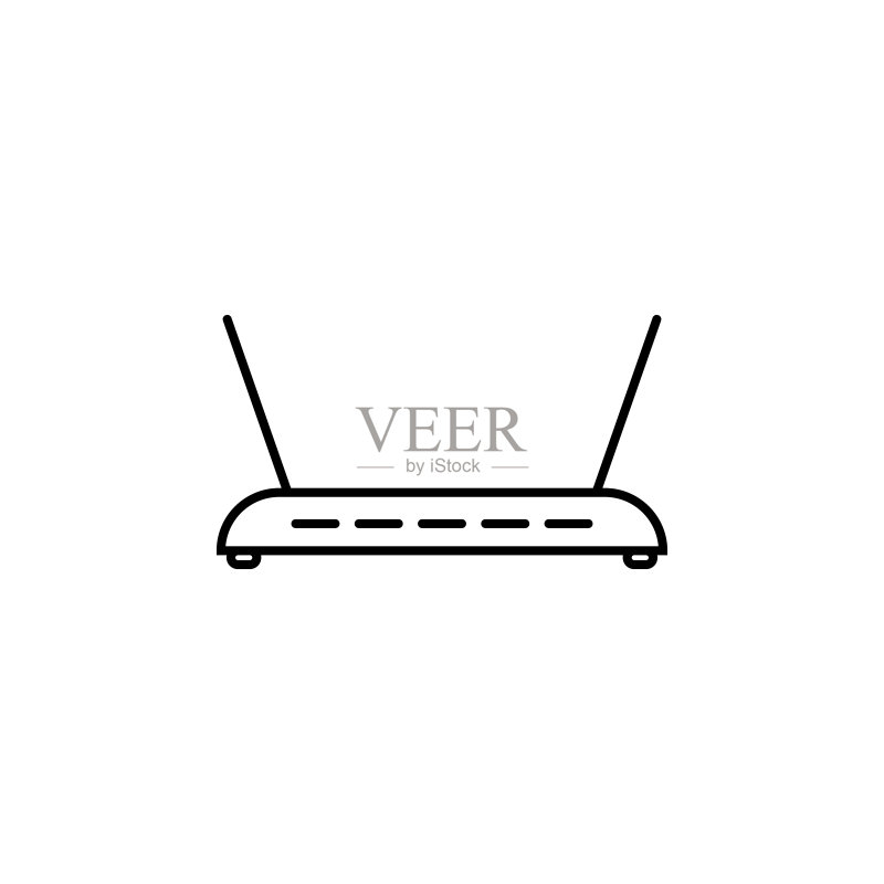 路由器图标:移动概念和Web应用中的家电元素细线图标,适用于网站和App设计与开发图标素材