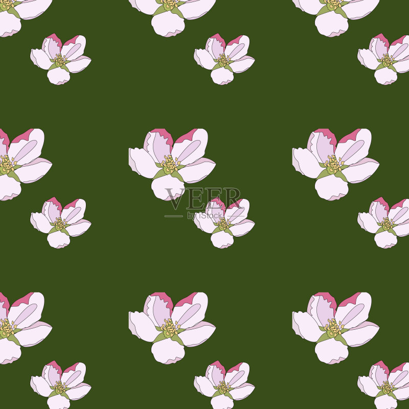 粉红色的樱花日式樱花正版插画素材