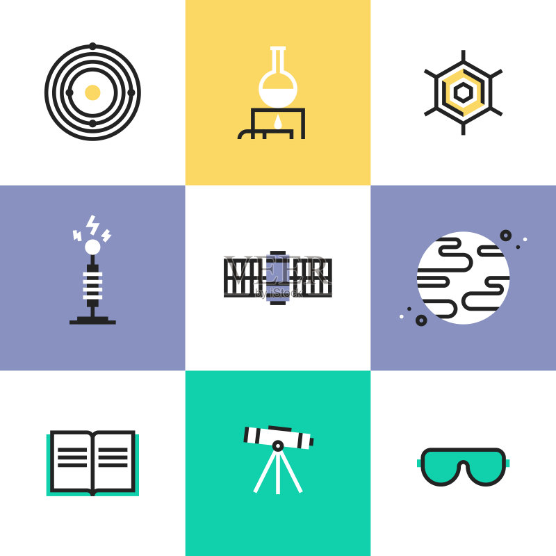 科学与天文学象形图图标集图标素材