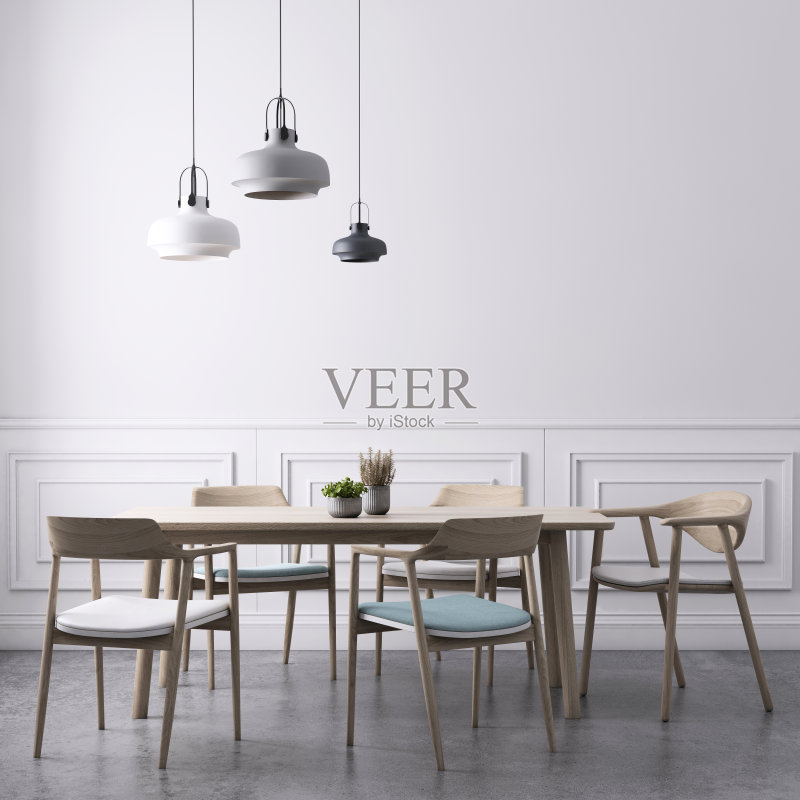 餐厅与吊灯墙背景模板正版图片素材