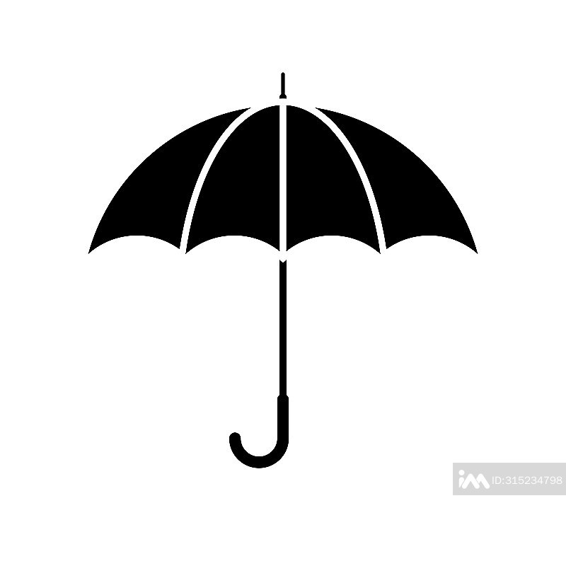 白色背景上的黑色简约雨伞图标图标素材