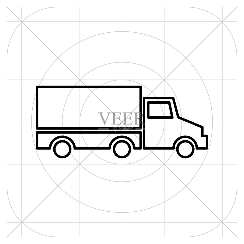 卡车图标矢量素材:配送车,服务概念,白色背景极简标志图标素材