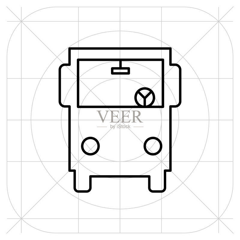 公交车图标矢量图,白色背景图标素材
