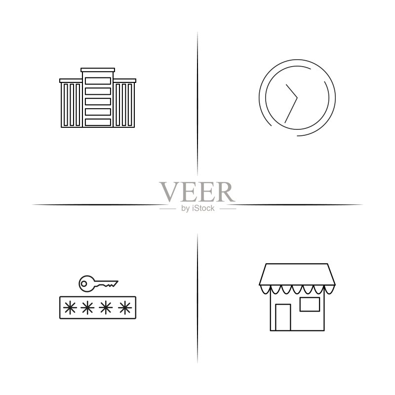 建筑施工线性图标集矢量图图标素材