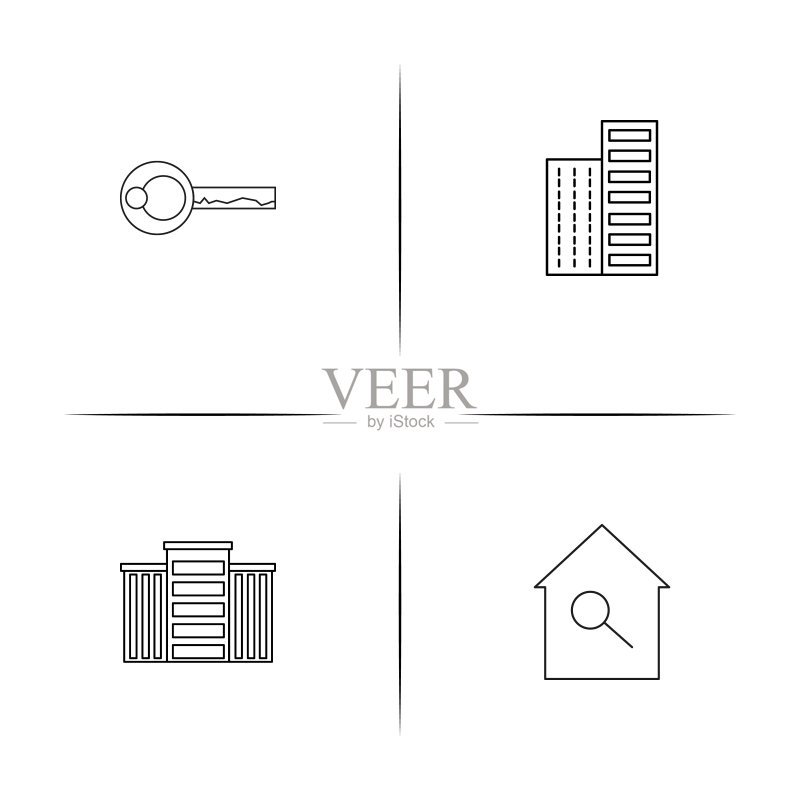 建筑施工线性图标集矢量图图标素材