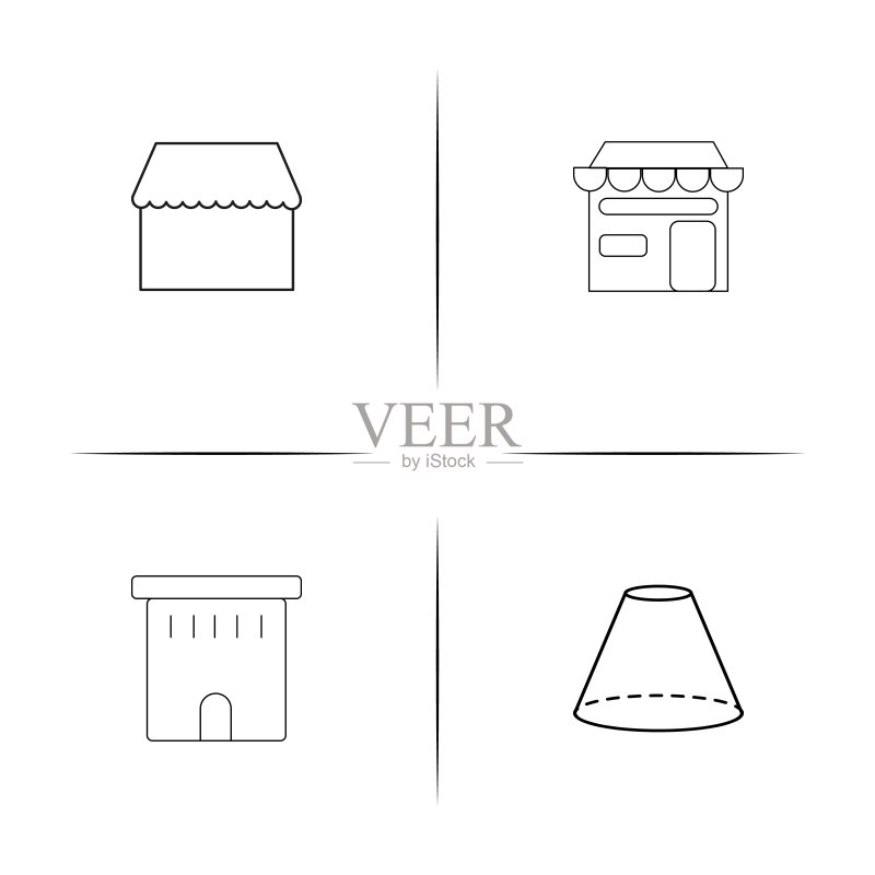 建筑施工线性图标集矢量图图标素材