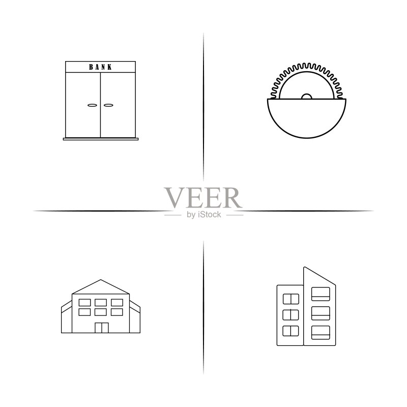 建筑施工线性图标集矢量图图标素材