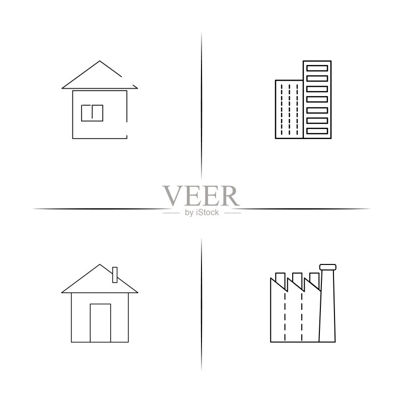 建筑施工线性图标集矢量图图标素材