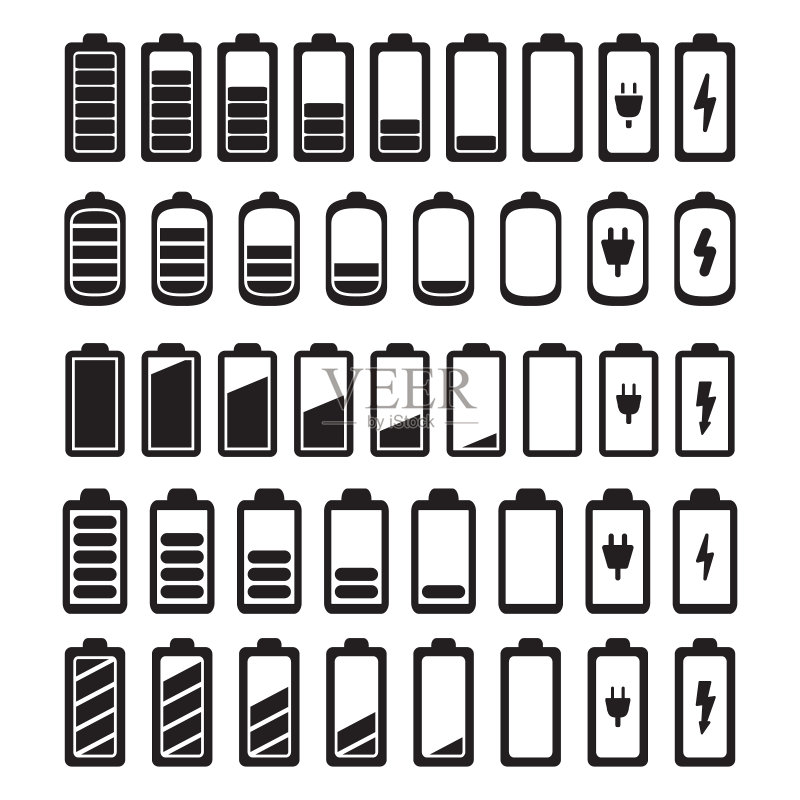 电池图标集(矢量图)图标素材