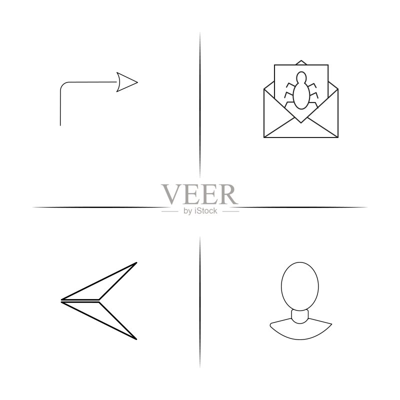 Web应用程序简易线性图标集。轮廓矢量图标图标素材