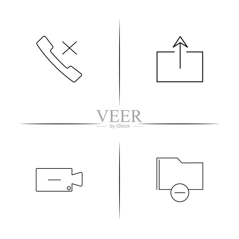 Web应用程序简易线性图标集。轮廓矢量图标图标素材