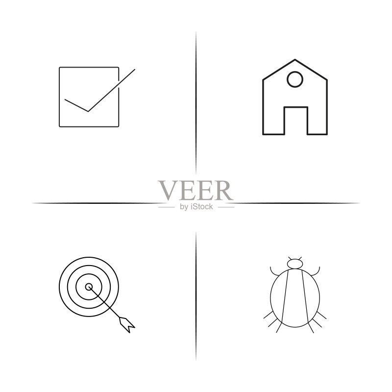 Web应用程序简易线性图标集。轮廓矢量图标图标素材