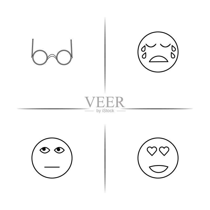 表情符号简单的线性图标集。概述了矢量图标图标素材
