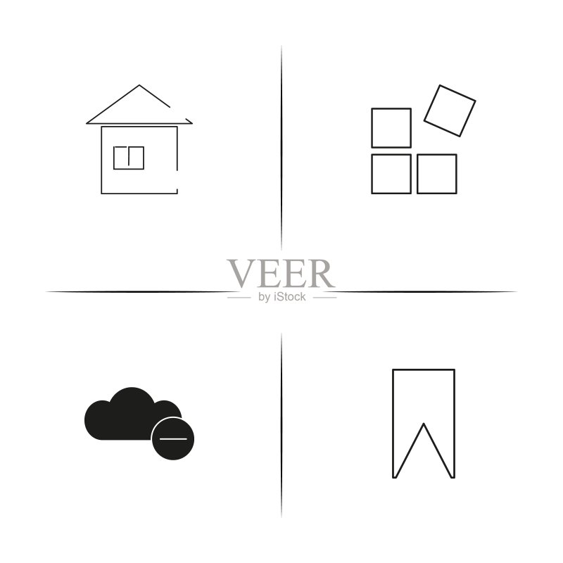 Web应用程序简易线性图标集。轮廓矢量图标图标素材