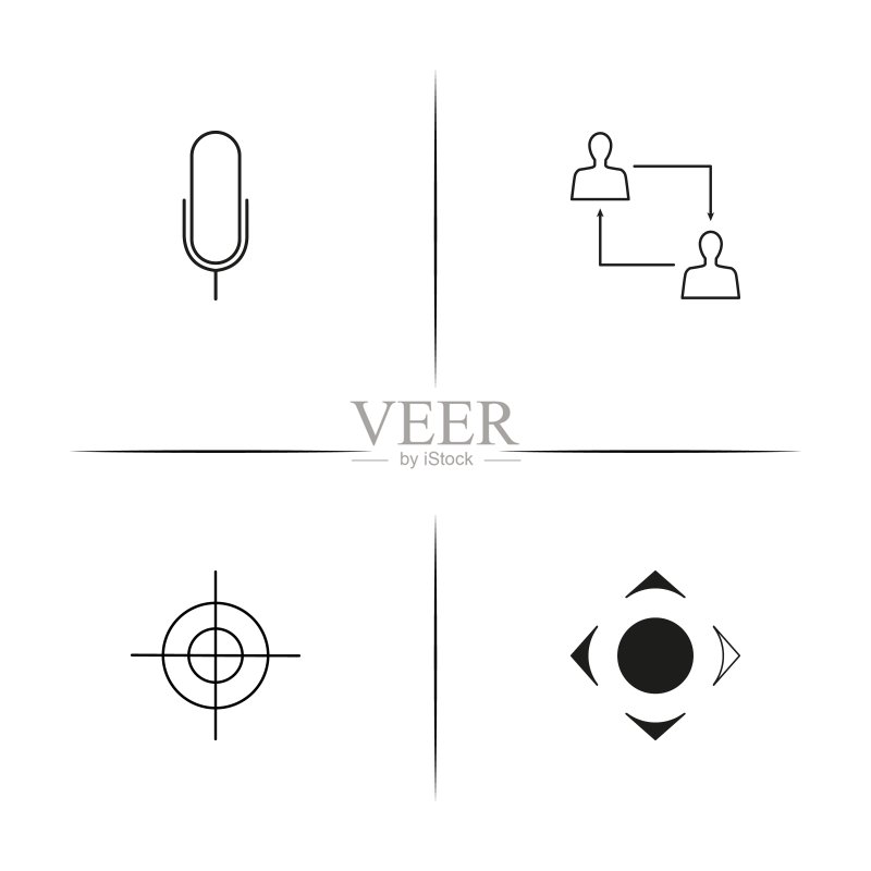 Web应用程序简易线性图标集。轮廓矢量图标图标素材