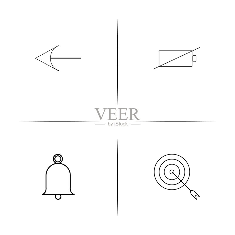 Web应用程序简易线性图标集。轮廓矢量图标图标素材