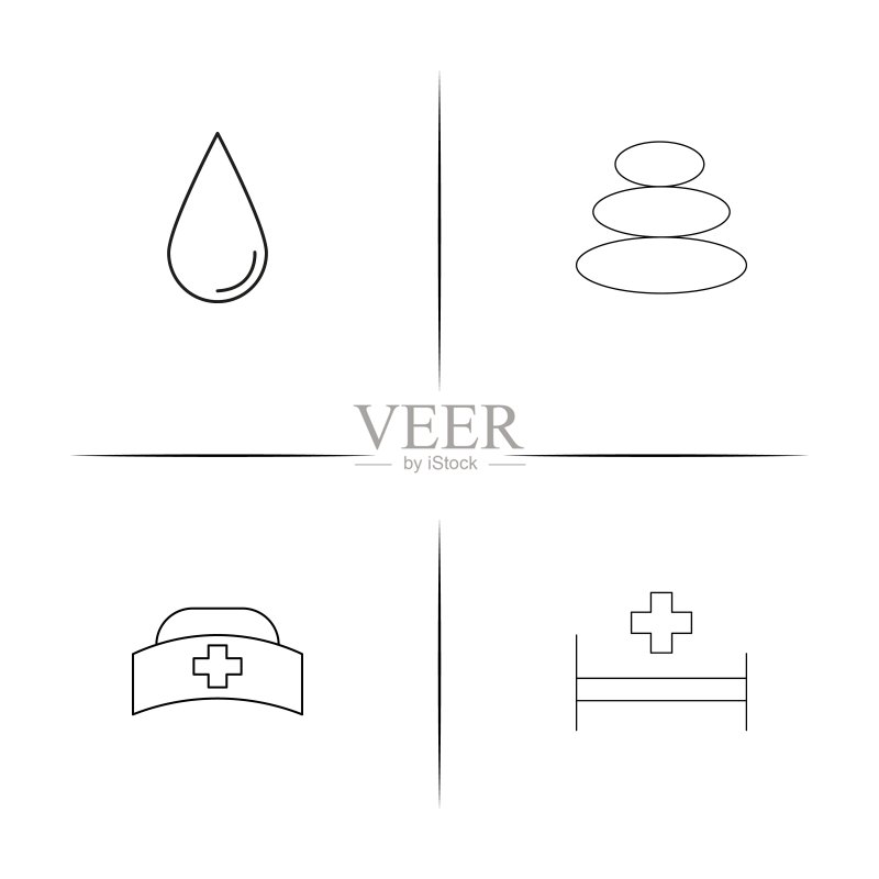 医疗保健和医疗简单线性图标集。概述了矢量图标图标素材