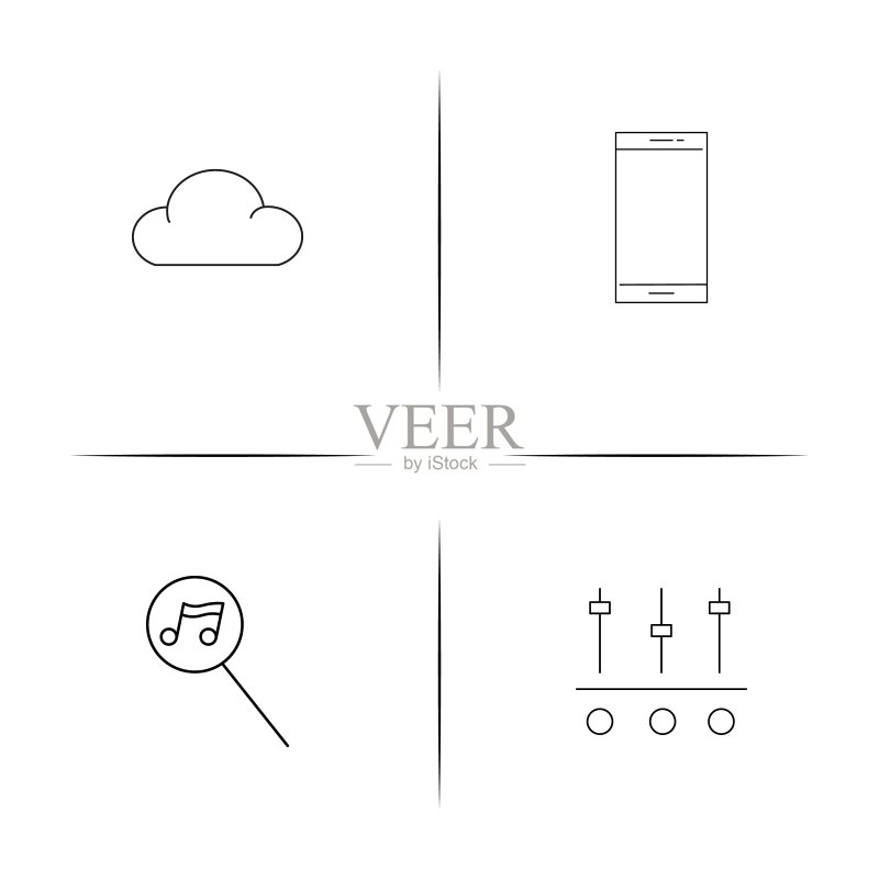 音乐线性图标集矢量图图标素材