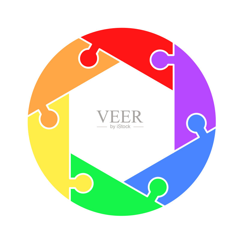 拼图圆形拼图游戏图形图标。孤立的扁平插图。库存矢量图形图标素材