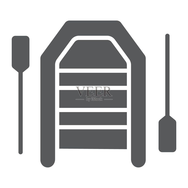 脚踏充气船 Glyph 图标图标素材