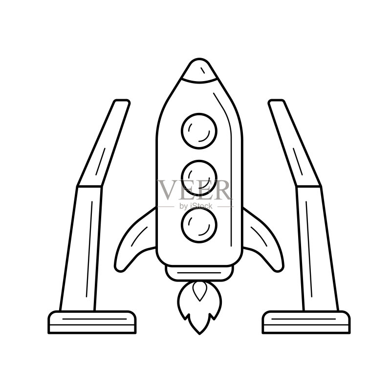 宇宙飞船发射线性图标图标素材