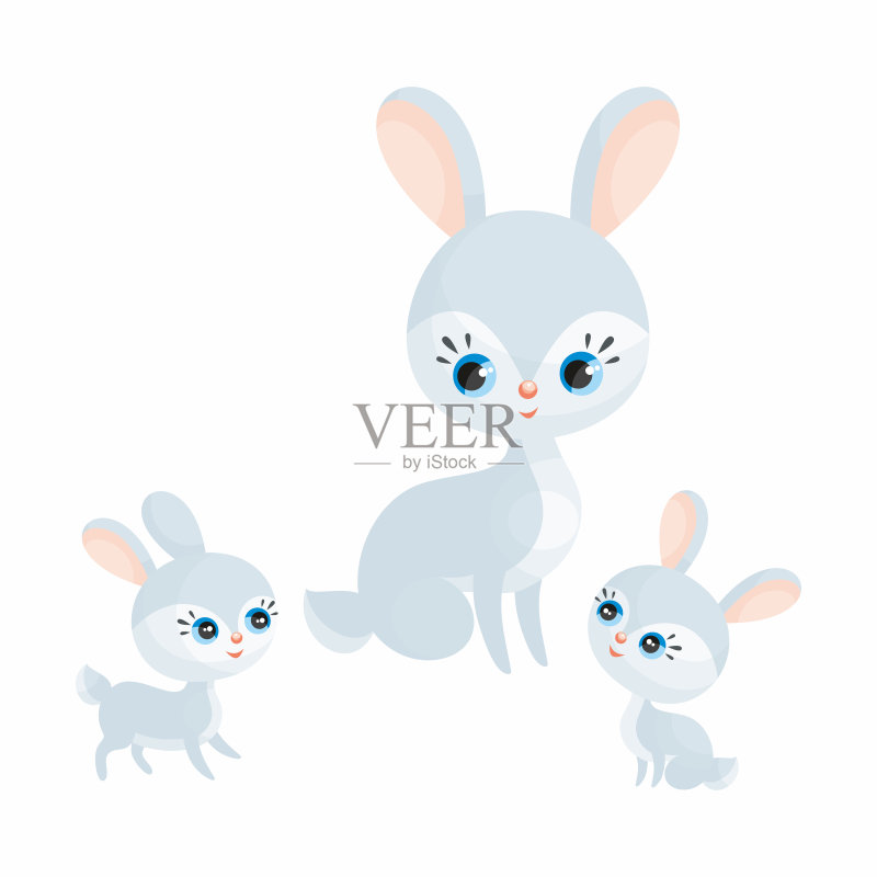 带着幼崽的母野兔正版元素素材