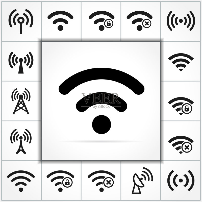 白色背景上的一组WIFI图标图标素材