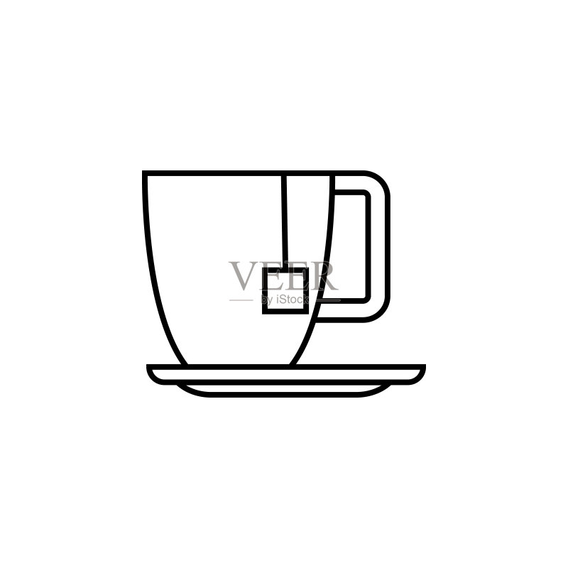 茶杯图标:用于酒店和汽车旅馆的移动概念和Web应用程序元素,网站设计、App开发的细线图标和高级图标图标素材