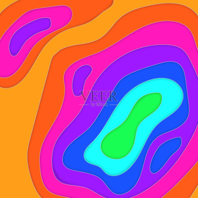 抽象的背景与剪纸形状。正版插画素材