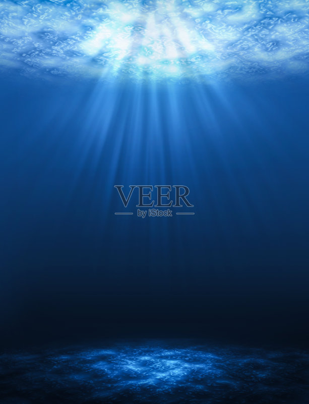 在海洋中抽象的水下背景。正版图片素材