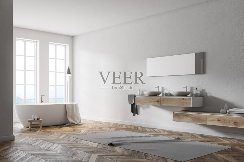 现代白色浴室角落正版图片素材