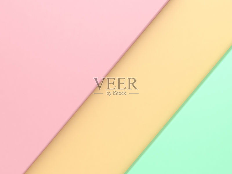 粉色左上角,黄色,绿色,右边,粉彩几何形状倾斜,最小抽象背景3d渲染正版图片素材