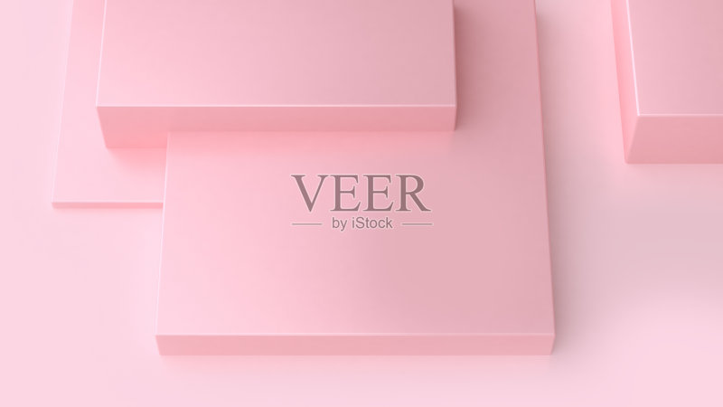 正方形重叠平面粉红色地板所有抽象最小粉色背景3d渲染正版图片素材