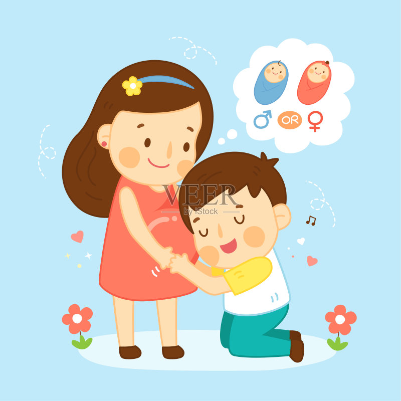 快乐的怀孕妈妈和爸爸正版插画素材