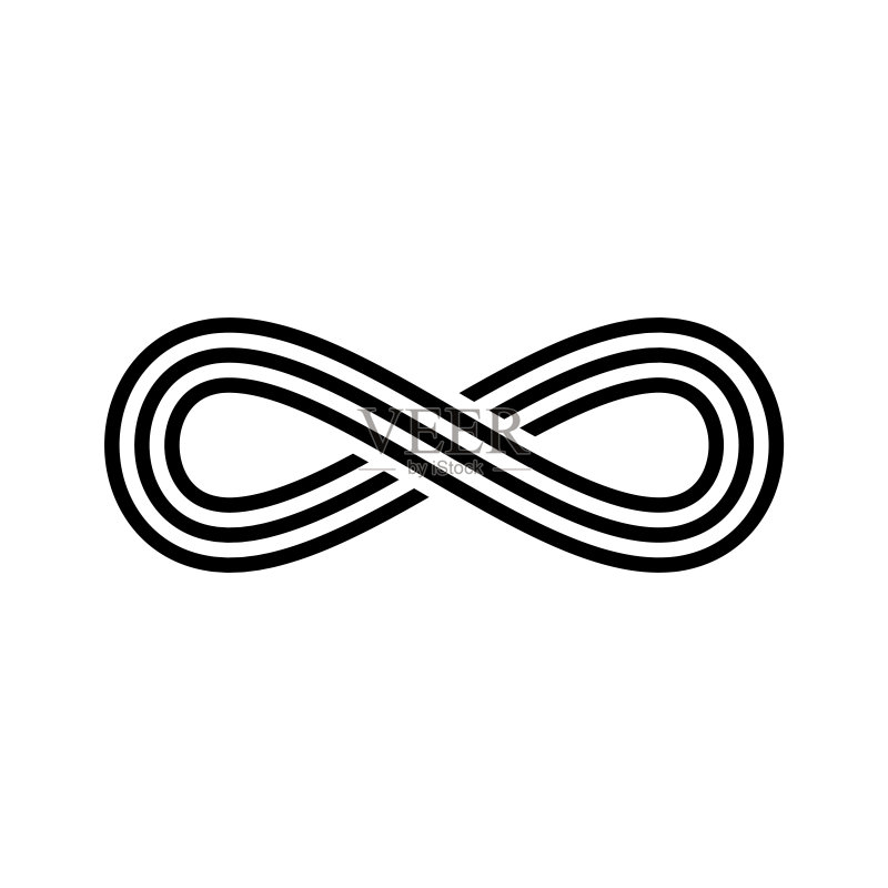 无限符号图标:无限、无限制和永恒的概念,白色背景上的简单三线矢量设计元素图标素材