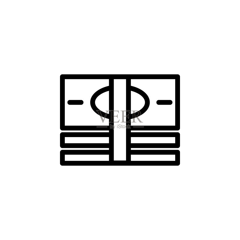 钞票图标。极简概念手机App和网页应用元素。用于网站设计和App开发的细线条图标图标素材