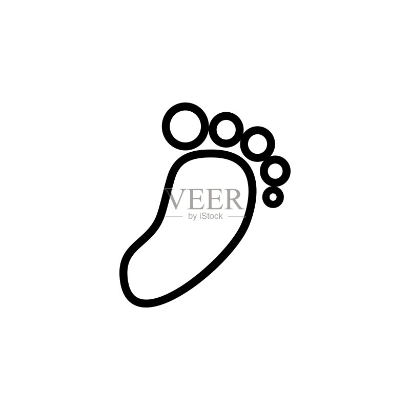 脚印简约图标元素,适用于移动概念和Web应用,细线图标图标素材
