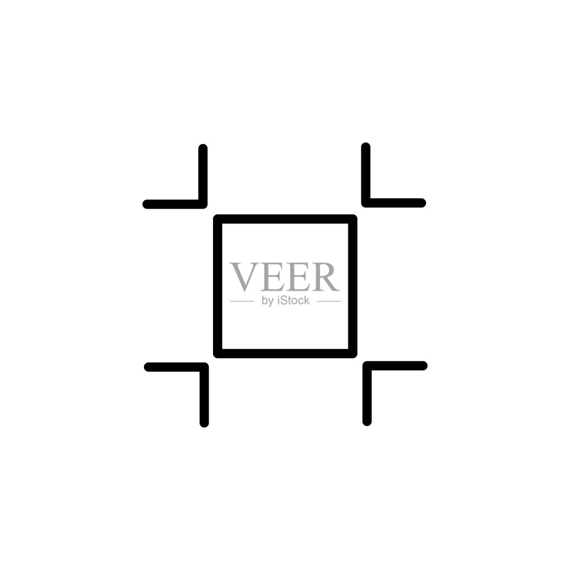 居中标志图标。移动概念和Web应用程序的简约图标元素。网站设计和开发、应用程序开发的细线图标图标素材