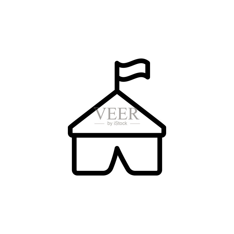 帐篷图标。极简概念和Web应用程序元素。用于网站设计和开发、应用程序开发的细线图标图标素材