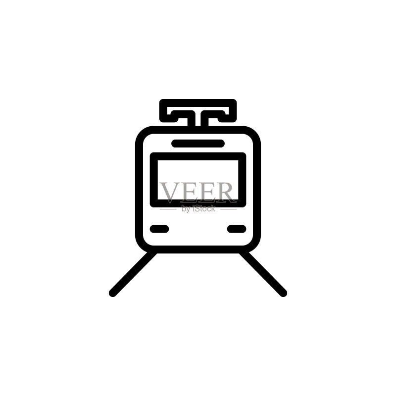 火车图标:极简主义风格的移动概念和Web应用元素,网站设计、App开发细线图标图标素材